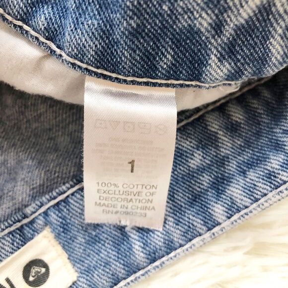 Roxy Light Pink Lace Front Acid Wash High Waisted High Rise Jean Shorts Size 1 - Picture 7 of 8